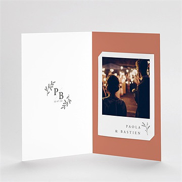 Remerciement mariage douce terracotta plié duo - Intérieur du remerciement