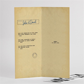 Remerciement mariage notre télégramme photomaton - Intérieur du faire-part 2