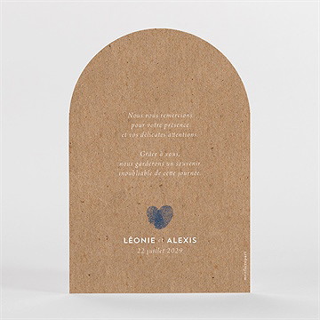 Remerciement mariage uniques empreintes arche - Dos du faire-part