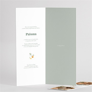 Faire-part naissance motif fruité photomaton - Détail de l'intérieur