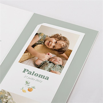 Faire-part naissance motif fruité photomaton - Détail du faire-part