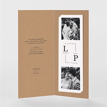 Remerciement mariage liés photomaton duo - Intérieur du remerciement