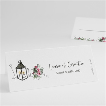 Marque-place mariage jolie devinette pochette duo