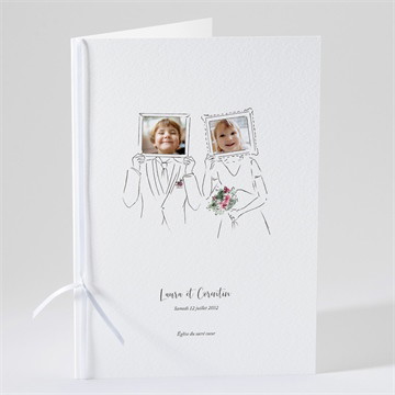 Livret de messe mariage jolie devinette pochette duo