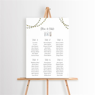 Plan de table mariage jolie devinette pochette duo