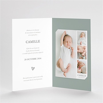 Faire-part naissance le photomaton plié duo - Intérieur du faire-part