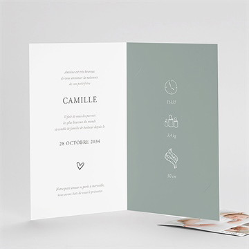 Faire-part naissance le photomaton plié duo - Détail du faire-part