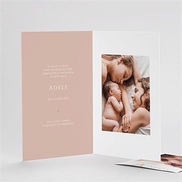 Faire-part naissance belle initiale plié duo - Détail du faire-part