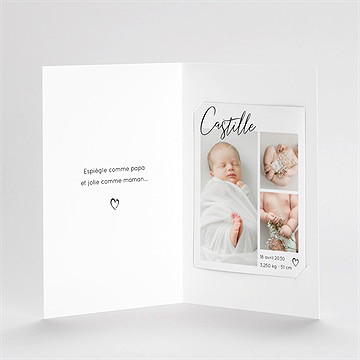 Faire-part naissance mon pele mele photo plié duo - Intérieur du faire-part
