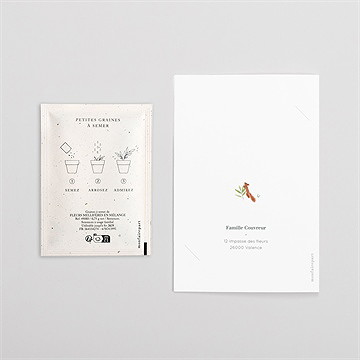 Faire-part naissance gaiement avec graines - Dos du faire-part