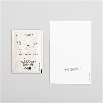 Remerciement mariage liés avec graines - Dos du remerciement