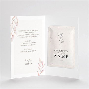 Remerciement mariage notre lien avec graines - Intérieur du remerciement