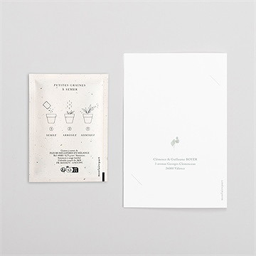 Remerciement mariage lyrisme avec graines - Dos du remerciement