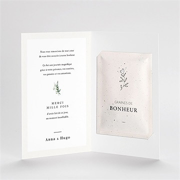 Remerciement mariage emeraude avec graines - Intérieur du remerciement