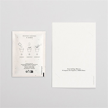 Remerciement mariage emeraude avec graines - Dos du remerciement