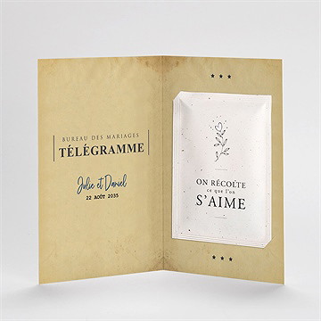 Remerciement mariage notre télégramme avec graines - Intérieur du remerciement