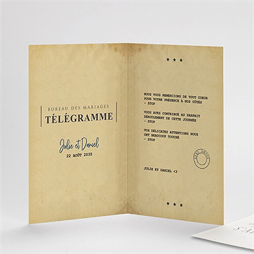 Remerciement mariage notre télégramme avec graines - Détail du remerciement