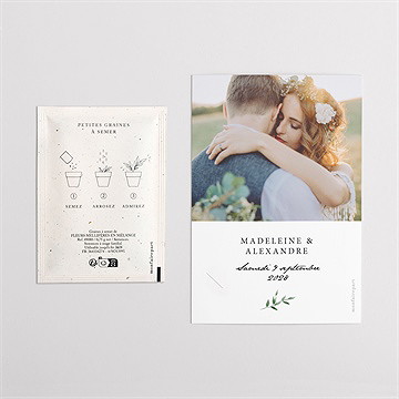 Remerciement mariage l'olivier avec graines - Dos du remerciement