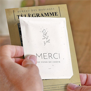 Remerciement mariage notre télégramme graines - Intérieur du remerciement