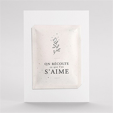 Remerciement mariage création vierge avec graines