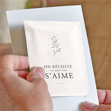 Remerciement mariage création vierge avec graines - Intérieur du remerciement