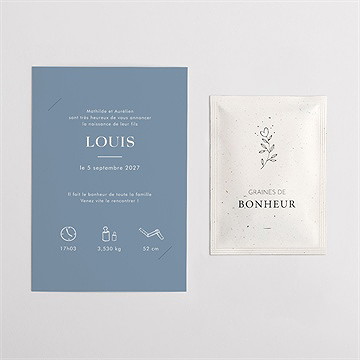 Faire-part naissance moderne et tendance graines - Intérieur du faire-part