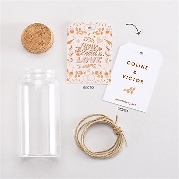 Mignonette mariage hippie étiquette - Vue d'ensemble