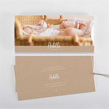 Faire-part naissance kraft garçon pochette - Vue d'ensemble