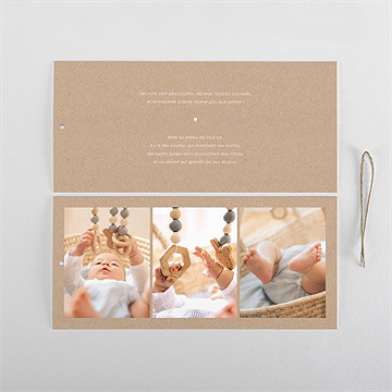 Faire-part naissance kraft garçon pochette - Cartes intérieures verso