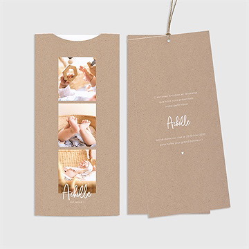 Faire-part naissance kraft garçon pochette duo - Vue d'ensemble