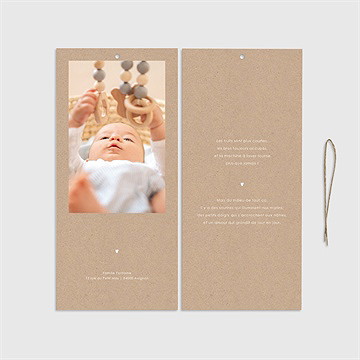 Faire-part naissance kraft garçon pochette duo - Cartes intérieures verso