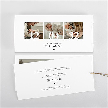 Faire-part naissance notre bonheur pochette duo - Vue d'ensemble