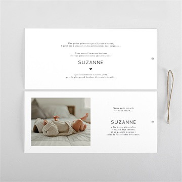 Faire-part naissance notre bonheur pochette duo - Cartes intérieures recto