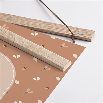 Affiche naissance automne terracotta - Détail des supports en bois