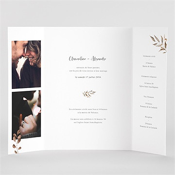Faire-part mariage virevoltant 2 volets - Vue Interieur