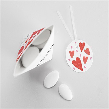 Boîte de dragées mariage coeurs étui - Intérieur de la boîte