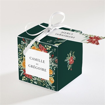 Boîte de dragées mariage orange de noël