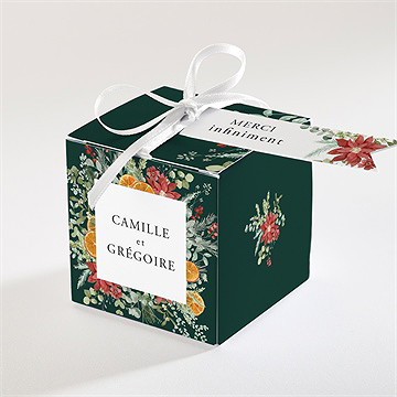 Boîte de dragées mariage orange de noël