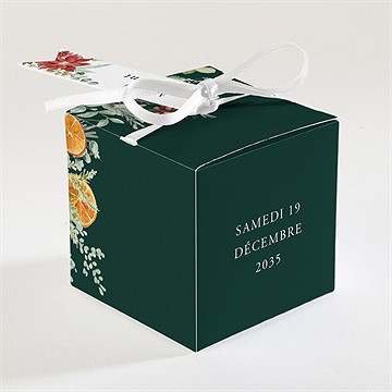 Boîte de dragées mariage orange de noël - Dos de la boîte