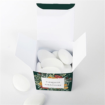 Boîte de dragées mariage orange de noël - Intérieur de la boîte