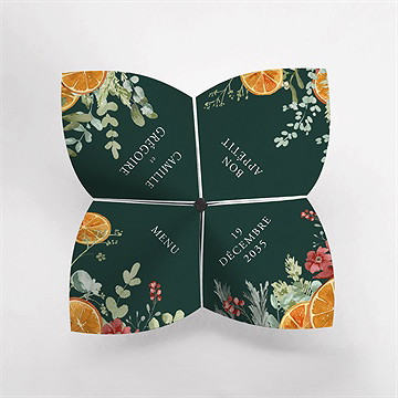 Menu mariage orange de noël - Vue du dessus