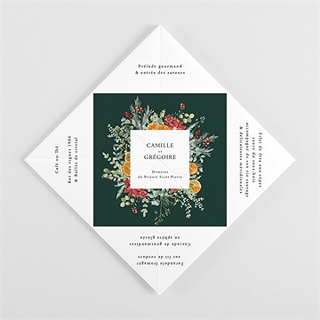 Menu mariage orange de noël - Vue intérieure pliée