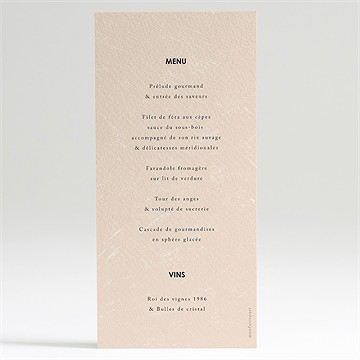 Menu mariage love is all - Dos du menu