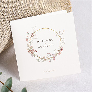 Faire-part mariage couronne d'automne
