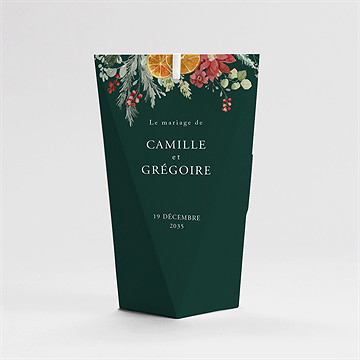 Boîte de dragées mariage orange de noël étui - Dos de la boîte