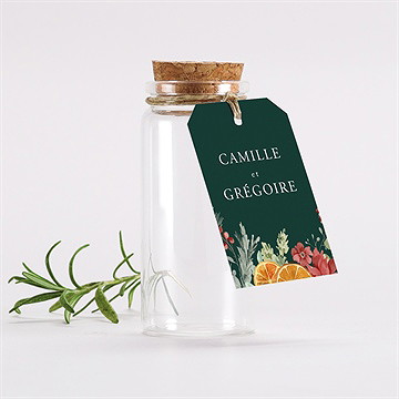 Mignonette mariage orange de noël étiquette