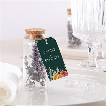 Mignonette mariage orange de noël étiquette - Mise en situation