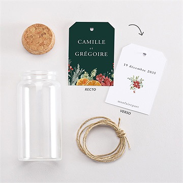 Mignonette mariage orange de noël étiquette - Vue d'ensemble