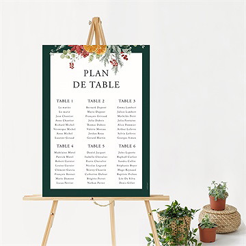 Plan de table mariage orange de noël - Mise en situation