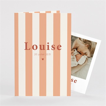 Faire-part naissance rayures estivales plié duo